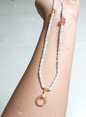 天然冰种翡翠小米珠冰飘南红跑环戒指项链手链女款礼物