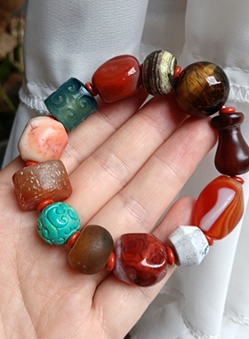 南红手串天然大颗粒多宝玛瑙虎眼石霸气男款手链 高级感