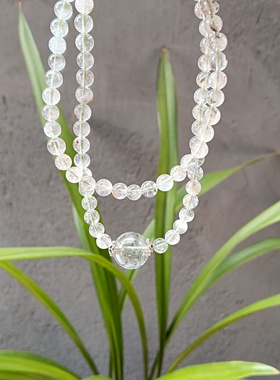 天然水晶绿幽灵多圈叠戴手串上岸手链项链小众显白高品时尚