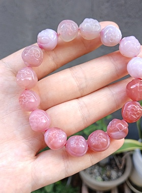 天然绯红玛瑙雕刻多妹渐变可爱风手链转运珠女款饰品