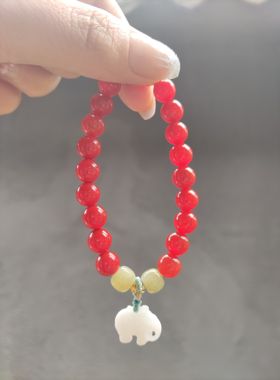 天然红玛瑙搭配和田玉吉象NH2001