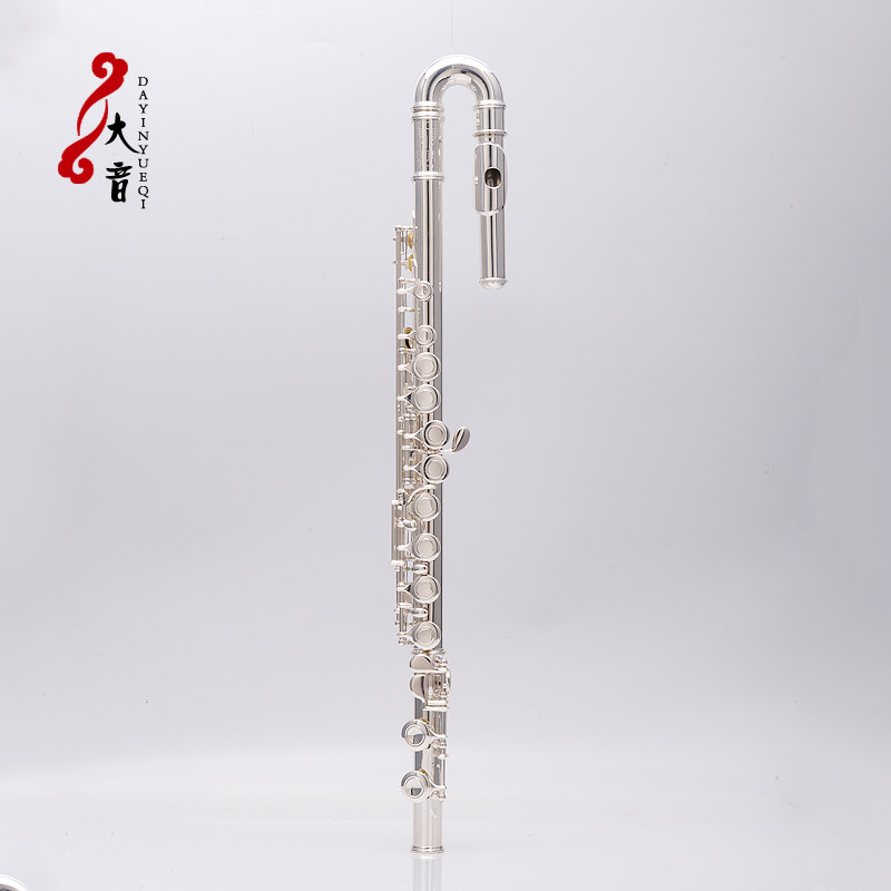 西洋吹奏乐器军乐队C调长笛16闭孔白铜镀银儿童成人通用加U型管初