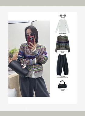 JOSIE CHOW【劳家】秋冬新款复古经典保暖羊毛开衫RL403483