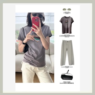 CHOW 爱心收工刺绣棉短袖 灰紫 新款 T恤MG451183 2026春季 JOSIE