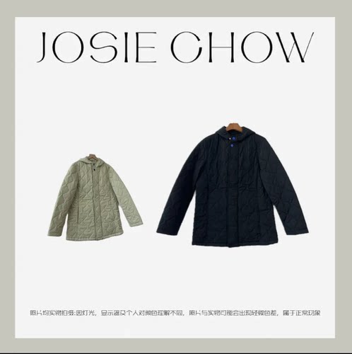 JOSIE CHOW【yuan面料】超重工长款连帽棉服外套女。JC468034