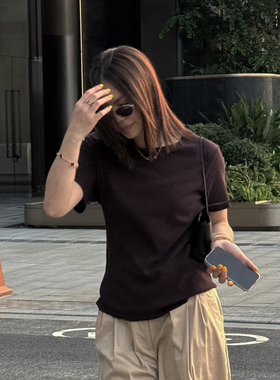 JOSIE CHOW【高级进口棉】夏季纯棉短袖T恤圆领宽松上衣TR401628