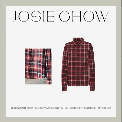 JOSIE CHOW【格子】女款小众春夏翻领衬衫。JC7810183