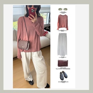 JOSIE CHOW【粉蓝】2026春新款慵懒随性长袖羊毛衫JC4810183