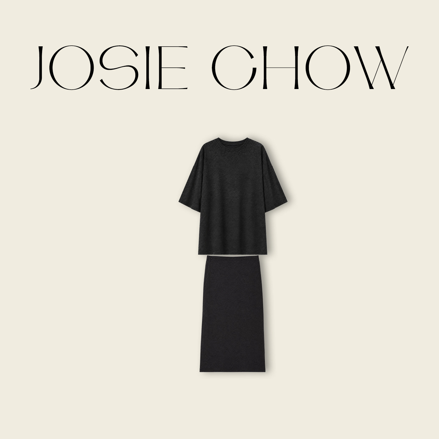 JOSIE CHOW【进口天丝棉】夏上衣半身裙两件套时尚套装JJ4830183