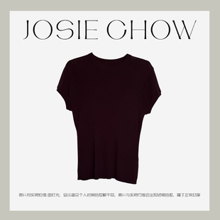 JOSIE CHOW【夏日蝉鸣】春夏新款圆领小飞袖短款针织上衣RW881183