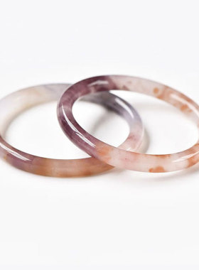 正品天然新疆金丝玉桃花酿手镯细条玉镯子飘花手镯送女朋友妈妈