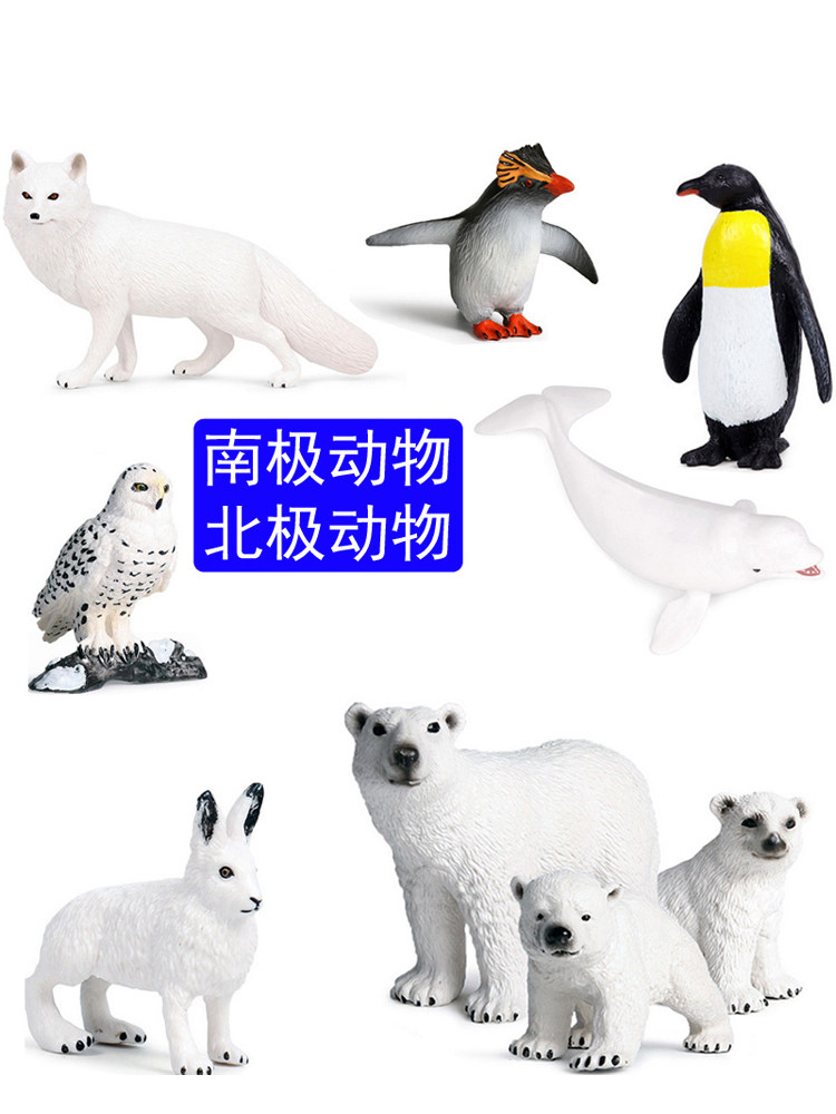 단단한 플라스틱 북극곰 장식품 시뮬레이션 흰 여우 눈 토끼 북극 늑대 및 눈 올빼미 인형 조기 교육 어린이인지 장난감