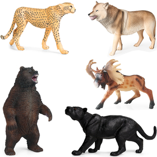 硬树脂黑豹玩具中国西藏狼非洲猎豹北美洲驼鹿野牛斑马棕熊河马