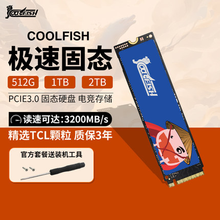 coolfish固态硬盘ssd1t2tb台式PCIe3.0电脑笔记本M2nvme512g