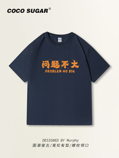 问题不大t恤趣味文字短袖宽松夏季衣服半袖男女半截袖国潮创意tee