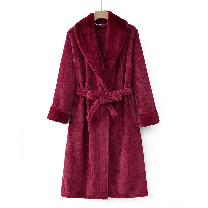 法兰绒加厚睡衣外贸加长浴袍