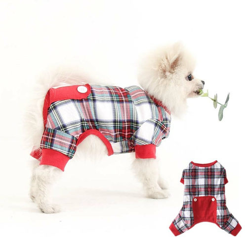 博美格子薄款小型犬四脚衣