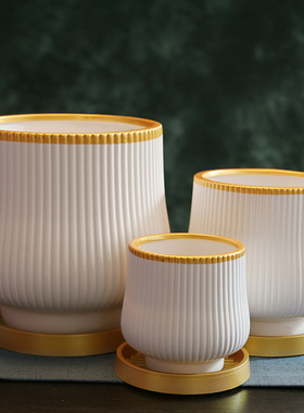 乔迁送礼兰花蝴蝶兰花盆大号北欧灯笼花束花盆陶瓷阳台种菜送托盘