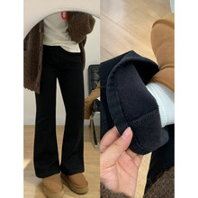 黑色百搭微喇叭牛仔裤女加绒秋冬2025年新款高腰宽松显瘦马蹄裤子