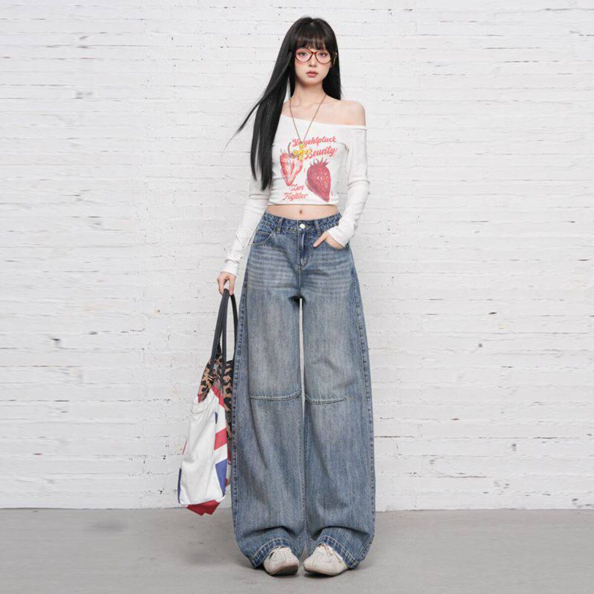 美式复古弯刀牛仔裤女春季秋冬2026新款宽松垂感显瘦直筒阔腿裤子