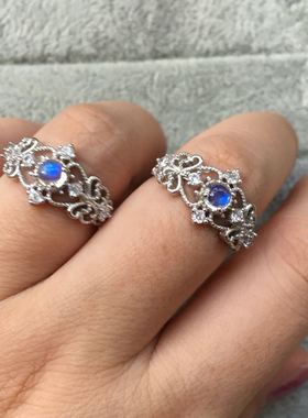 轻奢蕾丝斯里兰卡月光石通透戒指