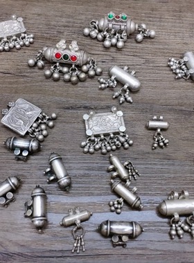 印度东南亚925银古董流苏款吊坠