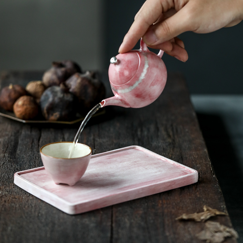 陶瓷茶托粉红色壶承新中式干泡台