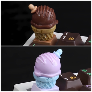 美甲敲键盘辅助器创意个性立体3Ddiy贴冰淇淋甜筒键盘凸起按键贴