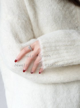 Girl Crush/璀璨星河人字纹排戒S925银镀白金高级小众戒指