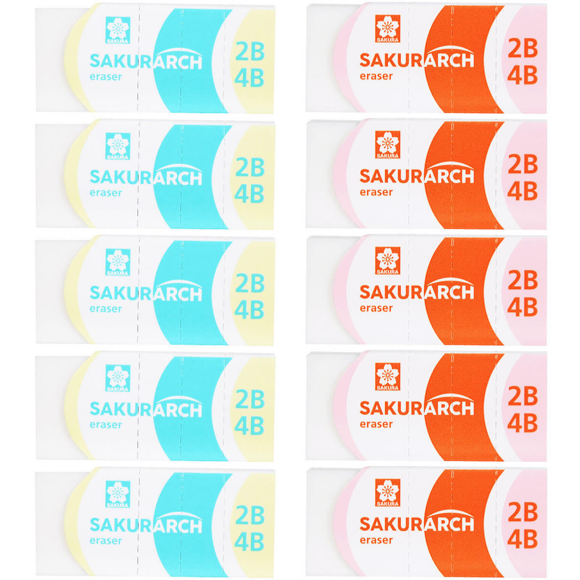 SAKURA樱花橡皮擦套装2B4B小学生条状屑少干净SAKURARCH XRAJ-100