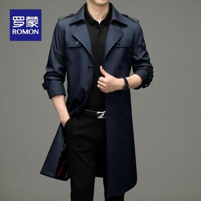 罗蒙男士长款风衣2025新款秋装