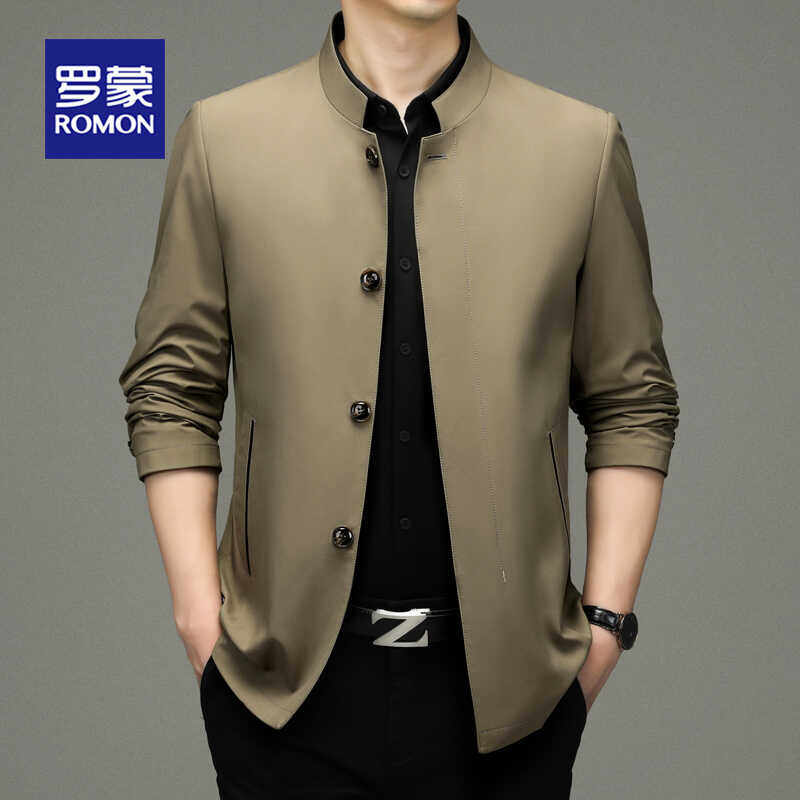 罗蒙中年立领夹克爸爸装2025新款秋装中老年茄克衫休闲夹克外套男