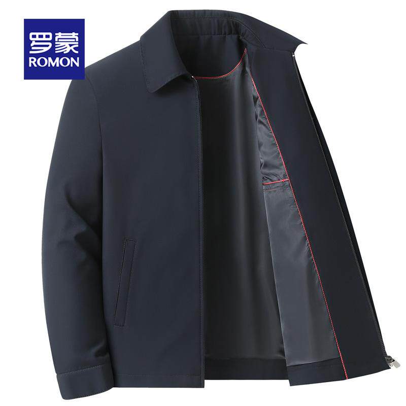 罗蒙男士爸爸夹克2025新款中年干部商务外套大码加肥宽松夹克衫男