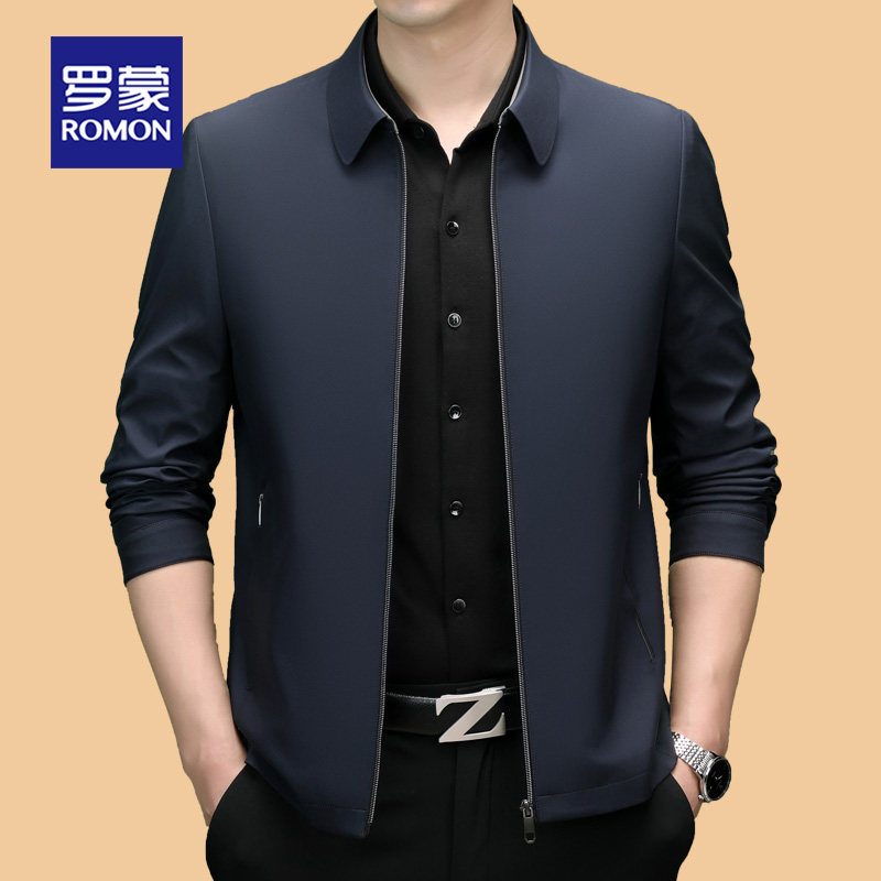 罗蒙中年男士翻领夹克行政外套