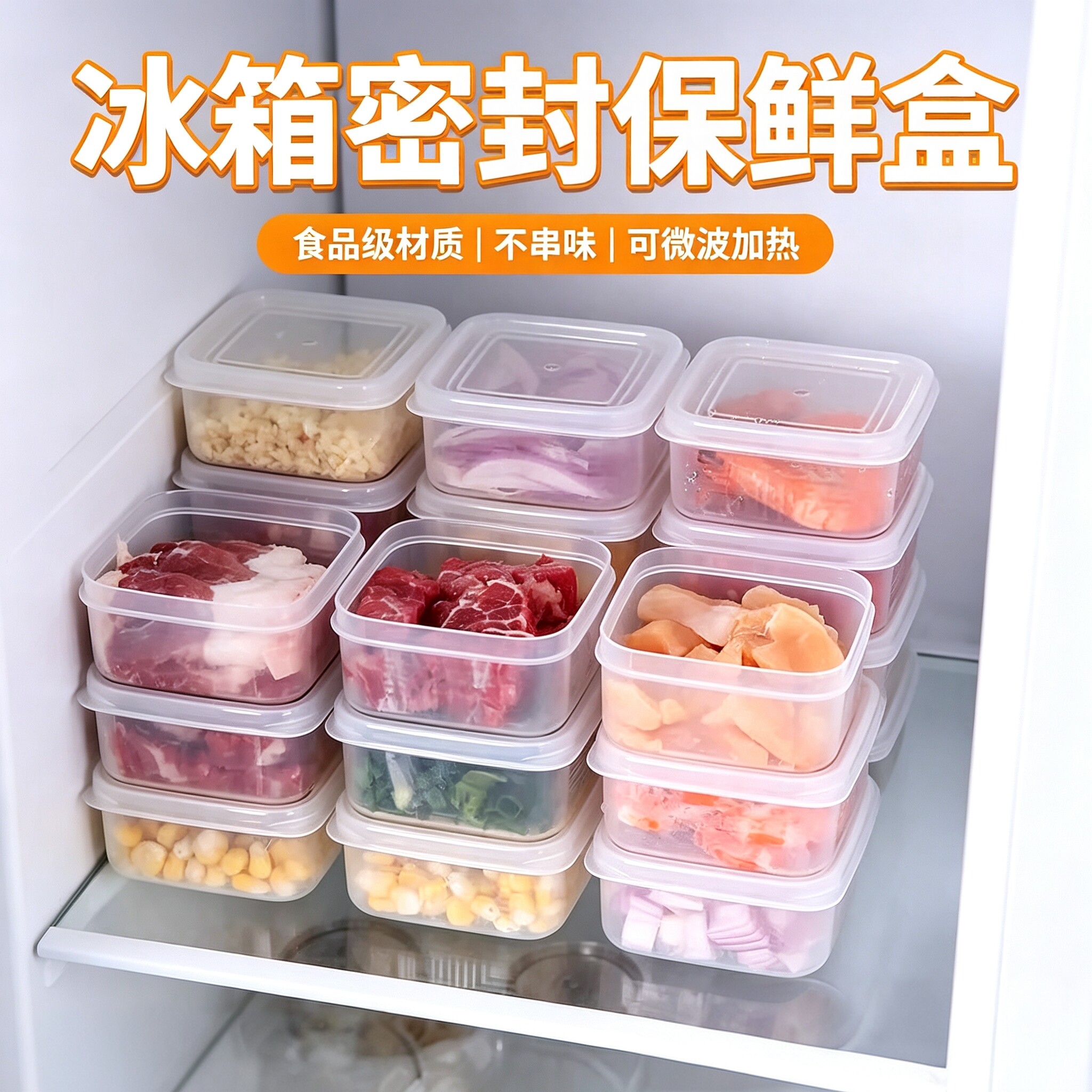 冰箱冻肉食品级分格保鲜盒小号
