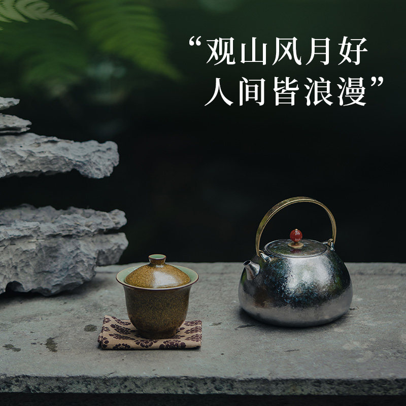 博友制钛观山钛提梁壶户外露营