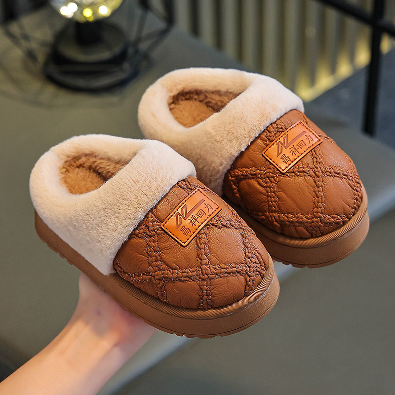 秋冬季棉拖鞋男女童踩屎感厚底防滑室内家居冬天加绒保暖亲子棉拖