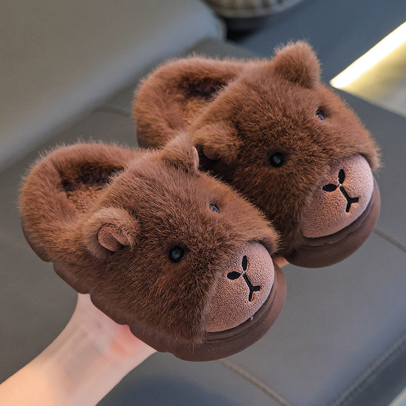 卡皮巴拉儿童棉拖鞋踩屎感男童冬季卡通可爱防滑室内居家宝宝棉鞋