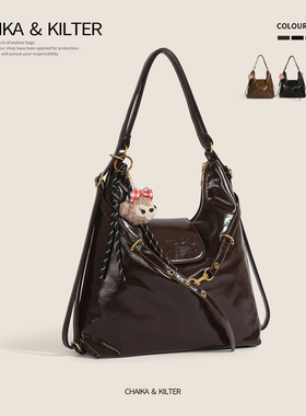 CHAIKAKILTER大容量托特包上班通勤包包女2025秋季新款复古双肩包