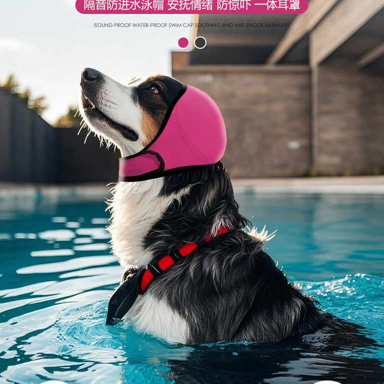 宠物狗狗耳罩洗澡游泳防水头套减噪隔音金毛情绪安抚帽防惊吓头套图片