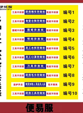 4d厨房管理标识全套毛巾存放处清洁工具标识工具不回家我就不回家
