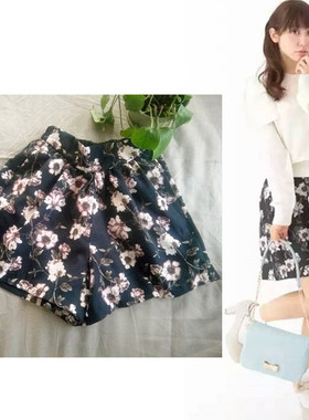 自留！外贸原单地球音乐eart碎花A型休闲短裤百搭简约裤裙