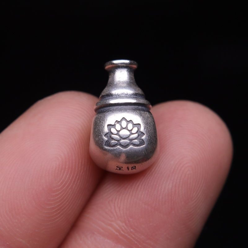 纯银小三通S925银复古藏式三通佛珠念珠星月菩提金刚猴头文玩配饰