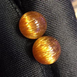 天然铜发晶单珠手链吊坠摆件红铜发黄铜水晶猫眼钛晶顺发板钛男士