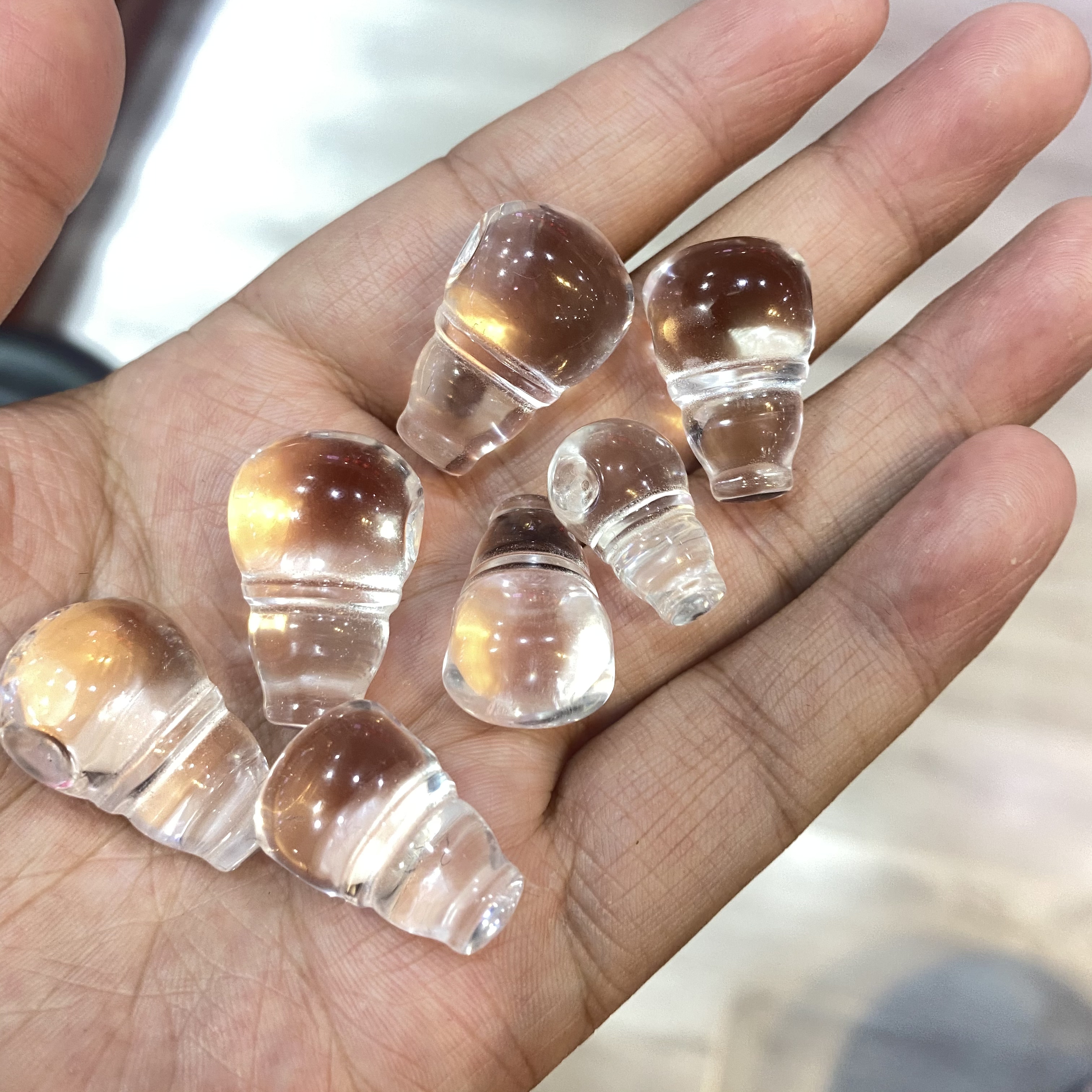 天然白水晶三通隔全净体片文玩手串串珠diy隔珠铜镀金星月配饰