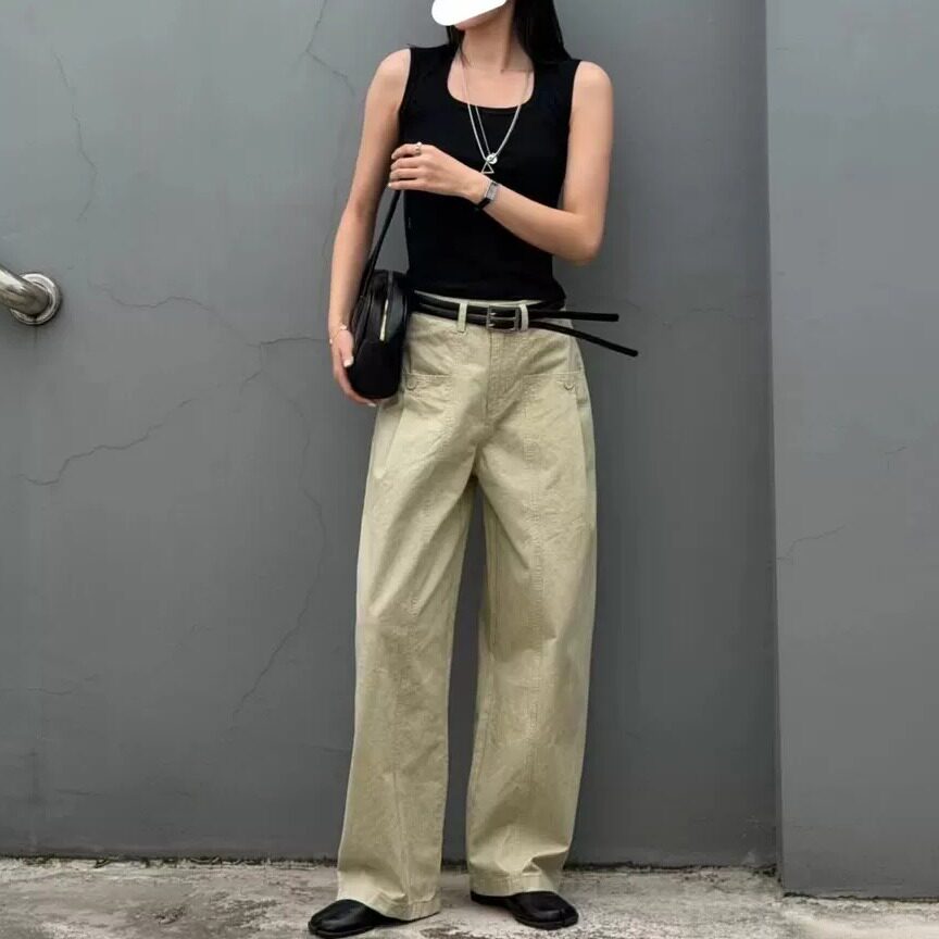 100棉！26夏季新款韩系立体剪裁压褶廓形弯刀奶奶裤休闲牛仔裤女