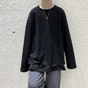 秋新款套头卫衣长袖T恤宽松破洞打底衫上衣XZ-221-1-T120图片