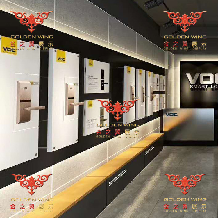 定制烤漆智能锁指纹锁展示柜陈列柜凯迪仕电子锁展柜上墙锁架锁板