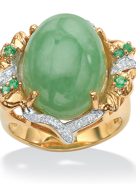 翡翠立方氧化锆925银复古戒指