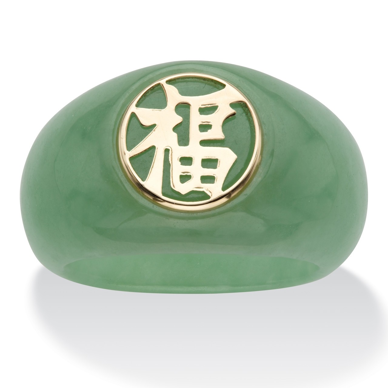翡翠10k金(黄金)中国元素"福"好运礼物复古女式戒指美国代购62529
